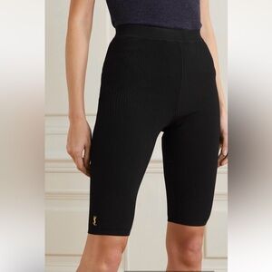 YSL!!! Saint Laurent Black Biker Shorts in Ribbed Knit High-Waisted Stretch